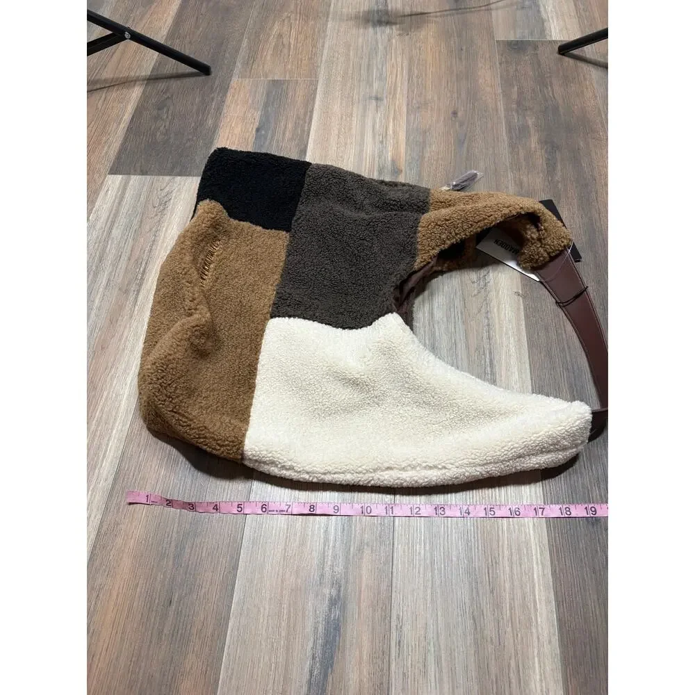 Steve Madden Cognac Multi BTully Hobo Bag Brown Black White Colorblock Faux Fur